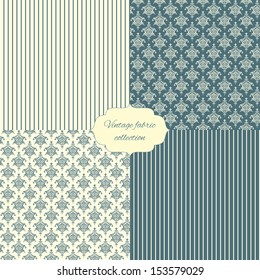 Vector set of four vintage seamless pattern.