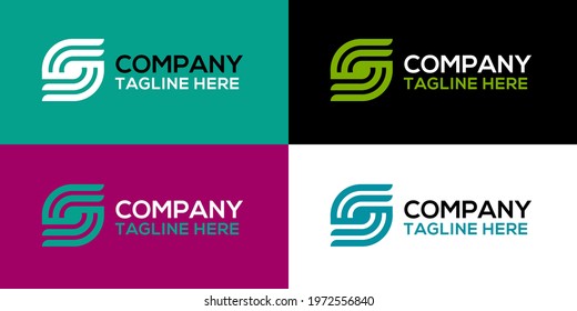Vector set of fours colorful abstract logotypes for different companies,