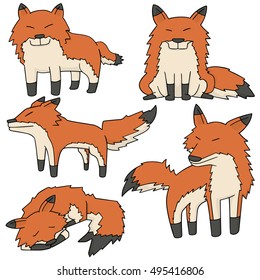 vector set of fox