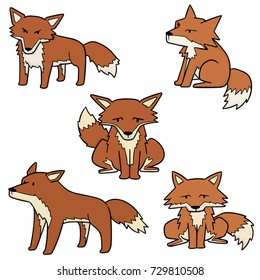 vector set of fox