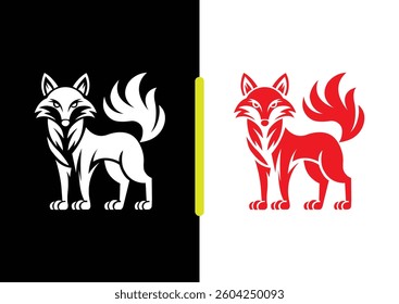 Vector set fox silhouette, on white background, isolated, fox logo icon symbol illustration black color
