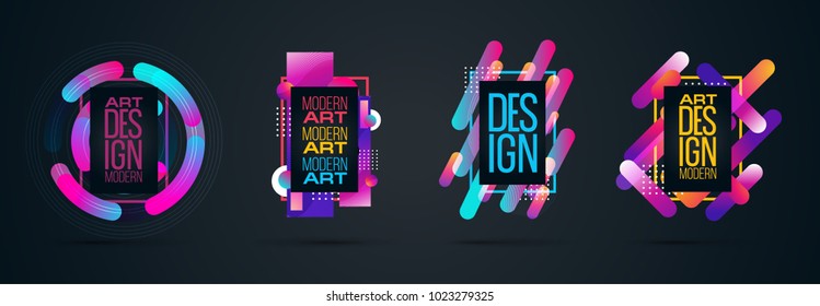 Vector set frame for text Modern Art graphics for hipsters .dynamic frame stylish geometric colorful 80s-style kitsch. element for design business cards, invitations, gift cards, flyers vector