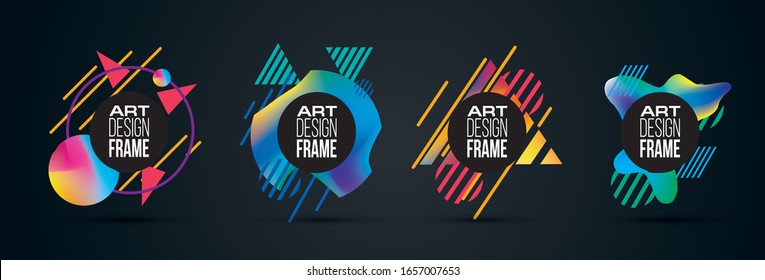 Vector set frame for text Modern Art graphics for hipsters .dynamic frame stylish geometric colorful 80s-style kitsch. element for design business cards, invitations, gift cards, flyers and brochures.