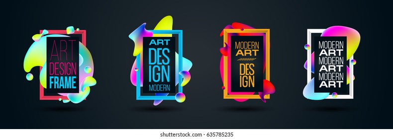 Vector set frame for text Modern Art graphics for hipsters. dynamic frame stylish geometric colorful 80s-style kitsch. element for design business cards, invitations, gift cards, flyers and brochures