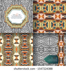 Vector Set. Frame For Texts. Design Element For Page Border. Template. Page Decor From Abstract  Element. Abstract Simple Pattern. Decorative Seamless Background. For Coloring And Monochrome