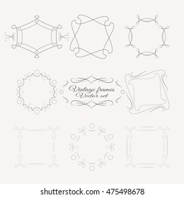 Vector set of frame vintage badges for the signature of notebooks and textbooks.