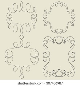 Vector set. Frames and borders. Hand drawing