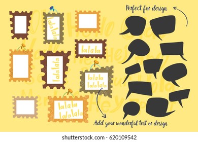 Vector set of frames and clouds.