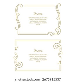Vector set frames for design template. Golden floral borders.