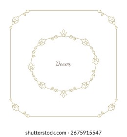 Vector set frames for design template. Golden floral borders.