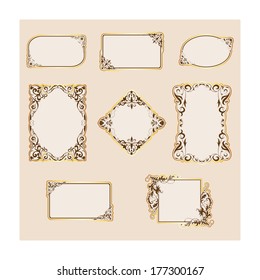Vector set of frames with elegant ornaments for design. Place for text.