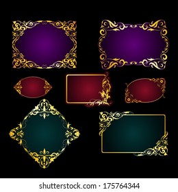 Vector set of frames with filigree lace ornaments, place for text.