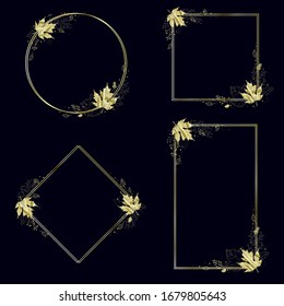 Vector set of frames with Golden leaves.Autumn background with fall leaves. Nature autumnal vector concept. Vector Illustration Autumn Sale.