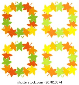 Vector set of frames of maple leaves with space for your text or photo