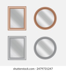 vector set of frames with mirrors isolated on gray background, eps 10 illustration 