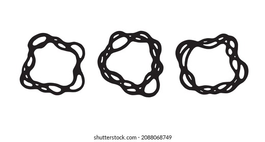 Vector set frames templates with abstract organic wavy lines. Rounded shape. Illustration for mobile apps, social media, templates, designs, posters and advertisements.