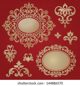Vector set of frames and vignettes in Victorian style. Element for design. It can be used for decorating of invitations, cards, decoration for bags.