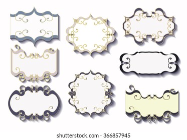 Vector set of frames in vintage style.