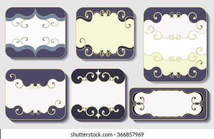 Vector set of frames in vintage style.