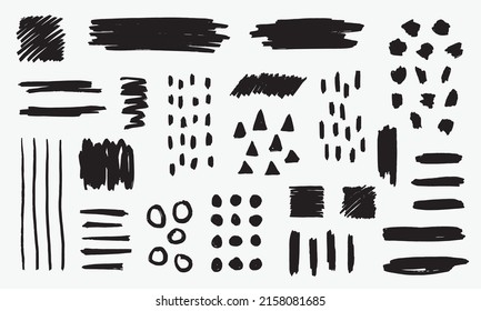 Vector set of free hand brush element