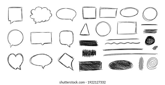 Vector Set Freehand Scribble Drawing Isolated White Background  Black Pen Sketches 