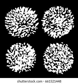 vector set; freehand sketch by marker; round textured shapes; organic textures great for logo, badge, background or as overlay layer