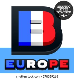 Vector set of French flag alphabet. File contains graphic styles available in Illustrator. Letter B