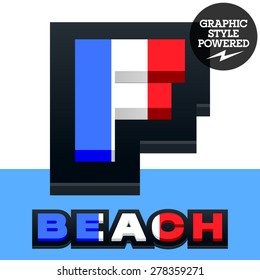 Vector set of French flag alphabet. File contains graphic styles available in Illustrator. Letter F