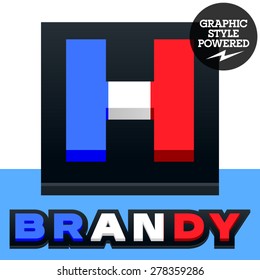 Vector set of French flag alphabet. File contains graphic styles available in Illustrator. Letter H