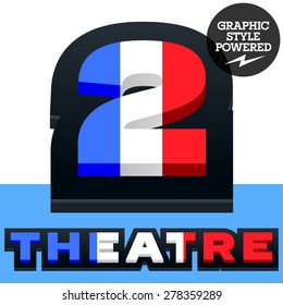 Vector set of French flag alphabet. File contains graphic styles available in Illustrator. Number  2