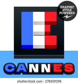 Vector set of French flag alphabet. File contains graphic styles available in Illustrator. Letter E