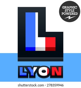 Vektorsatz des französischen Fahnenalphabets. Die Datei enthält Grafikstile, die in Illustrator verfügbar sind. Buchstabe L