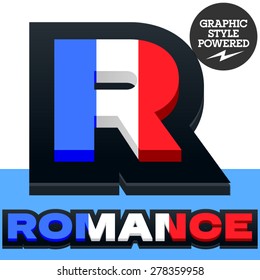 Vector set of French flag alphabet. File contains graphic styles available in Illustrator. Letter R