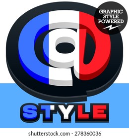 Vector set of French flag alphabet. File contains graphic styles available in Illustrator. Symbols