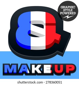 Vector set of French flag alphabet. File contains graphic styles available in Illustrator. Symbols