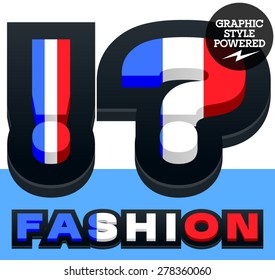 Conjunto de vectores del alfabeto de la bandera francesa. El archivo contiene estilos gráficos disponibles en Illustrator. Símbolos