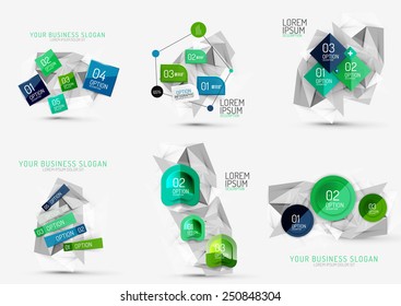 Vector set of fresh business abstract infographics on 3d triangular background