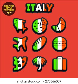 Vector set of fresh and colorful Italian traditional icons. File contains graphic styles available in Illustrator 