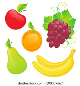 Vector set of fresh fruit