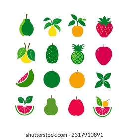 vector set of fresh fruit icon