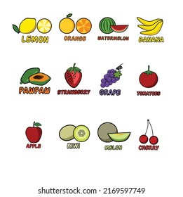 vector set of fresh fruits for your design 