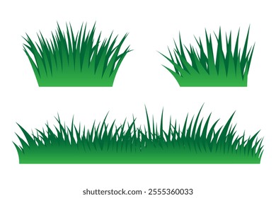 Vector set of fresh green grass illustrations isolated on white background