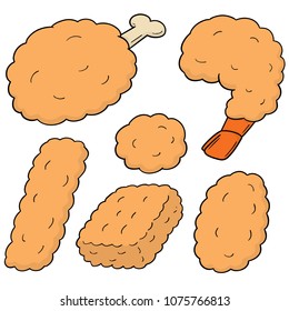 vector set of fried food