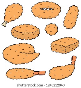 vector set of fried food