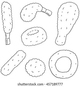 vector set of fried food