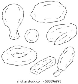 vector set of fried food
