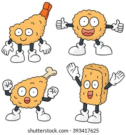 vector set of fried food cartoon