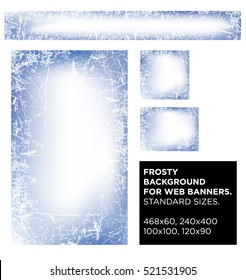 Vector set frosty background for web banners. standard sizes.
New Year background. Frosted glass texture. Frosted widow