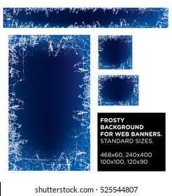 Vector set frosty background for web banners. standard sizes.
New Year background. Frosted glass texture. Frosted widow.