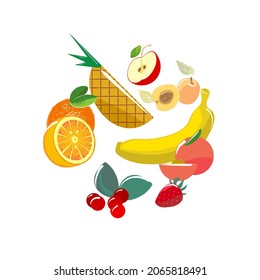 Vector set of fruit bar. Menu, poster, sticker, cover for a booklet on fruit cocktails, juices, smoothies.